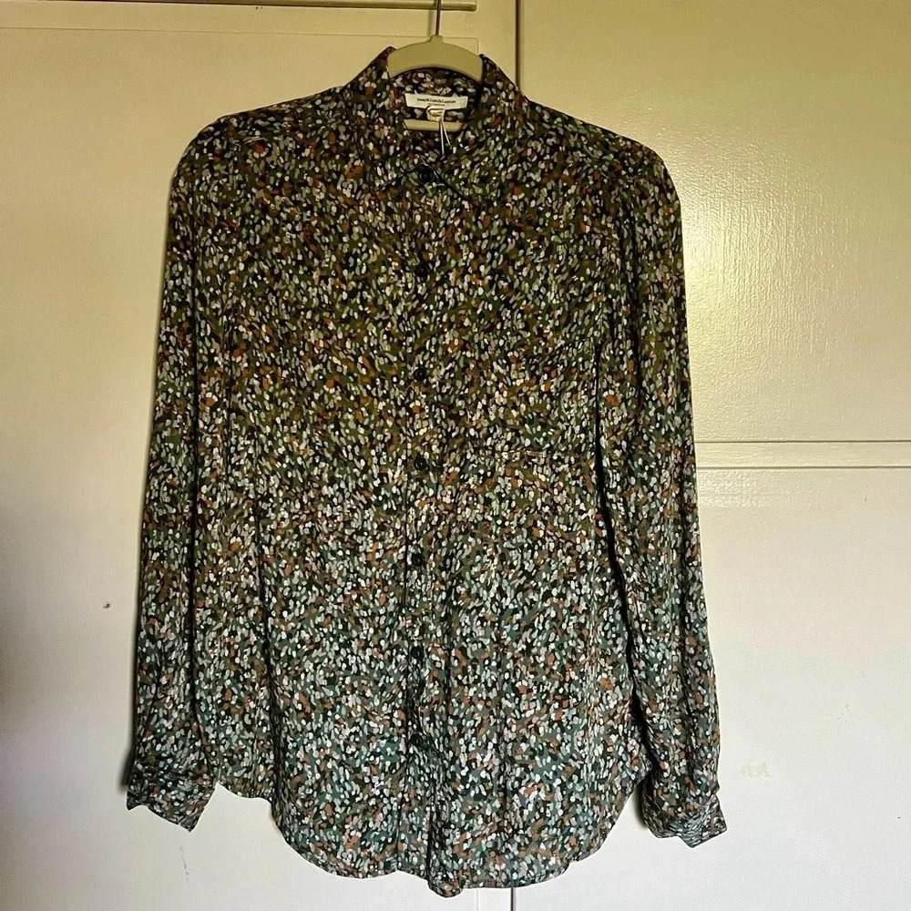 Beachlunchlounge Alanna Abstract Camo Blouse‎ Size XS